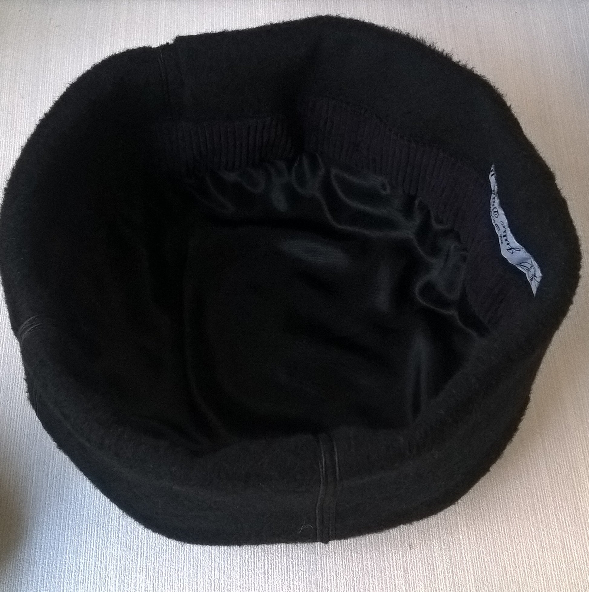 black cashmere hat with corduroy and viscose lining