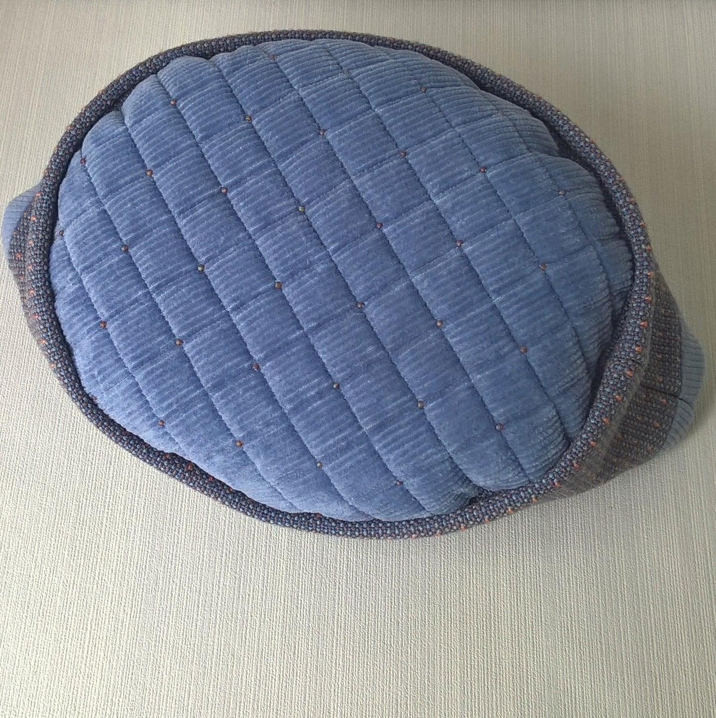 Quilted and beaded pillbox style hat