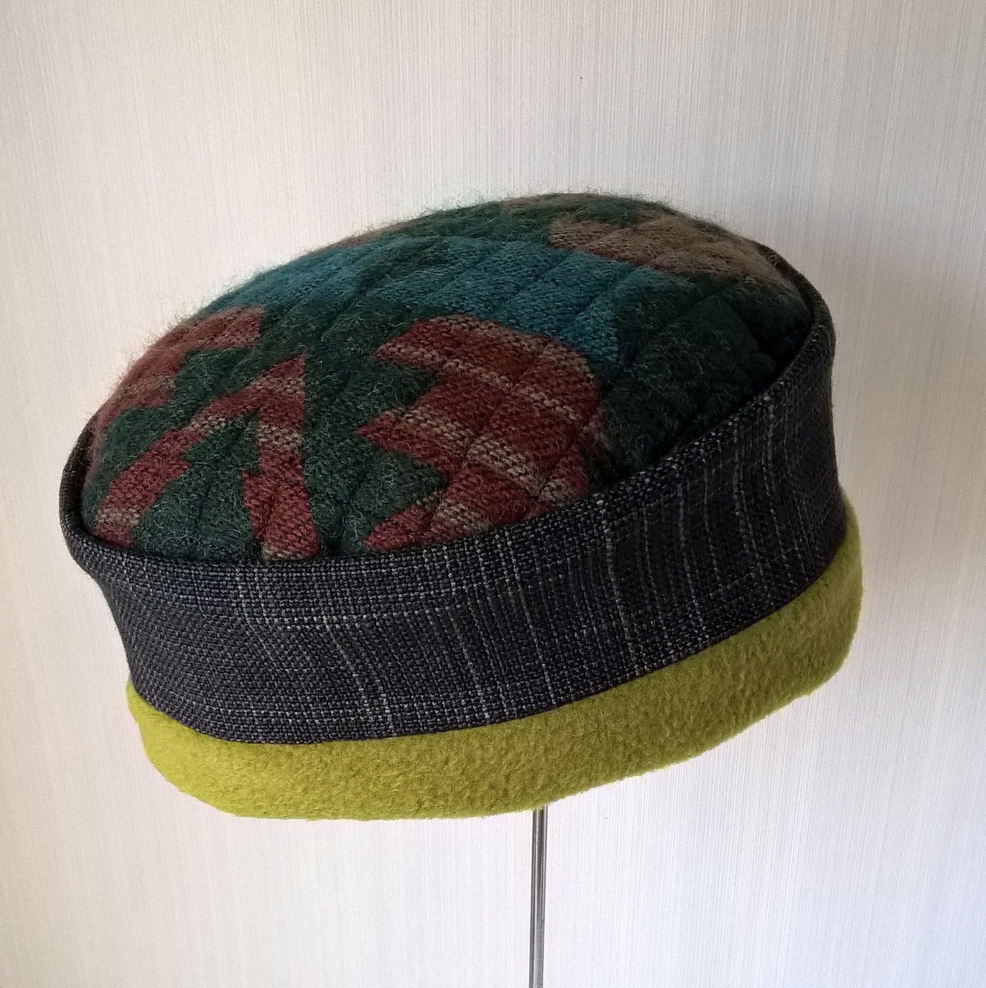 Aztec patterned brimless fleece cap