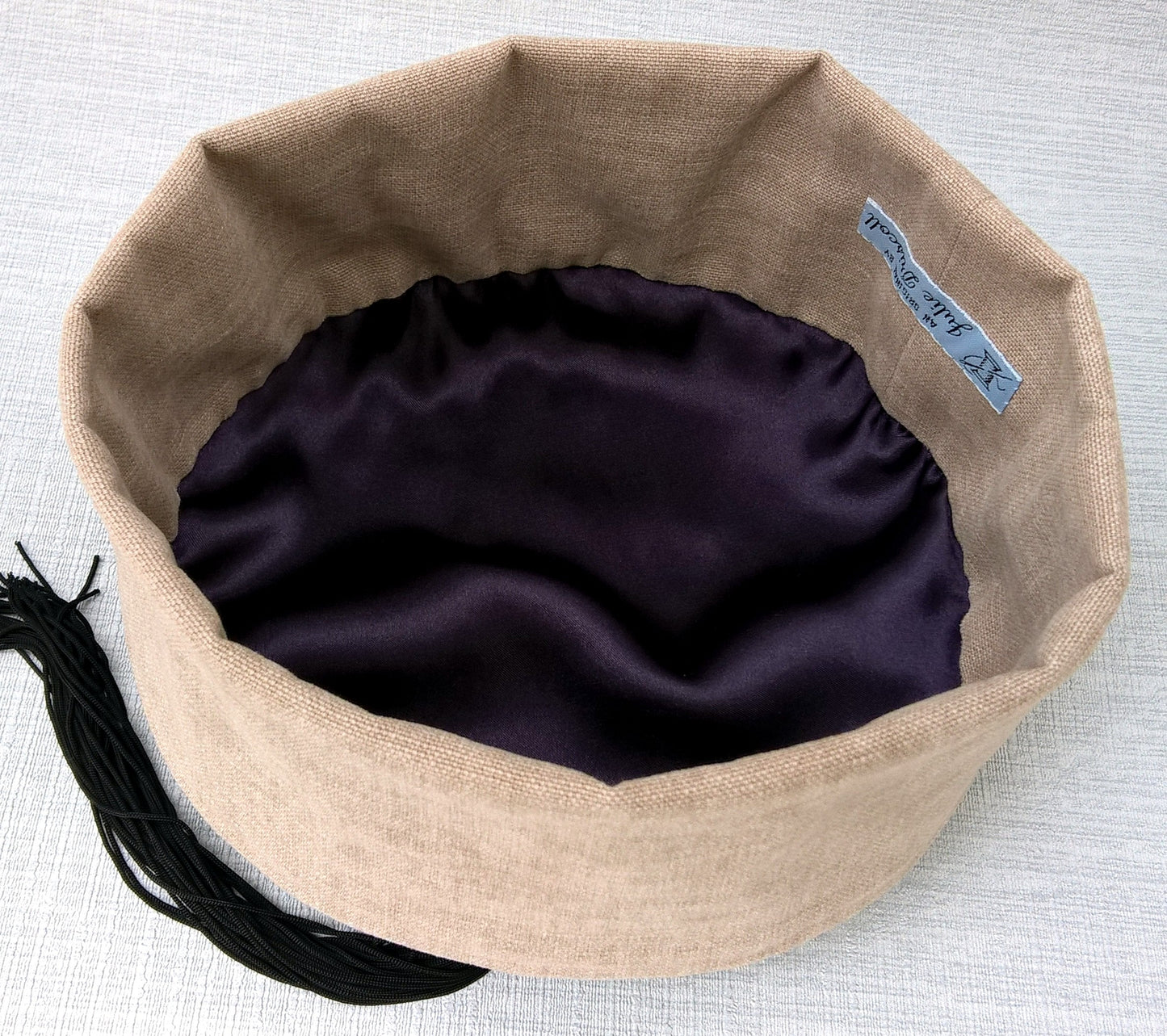 Tweed Tassel Smoking Cap with blue and black tassel - large