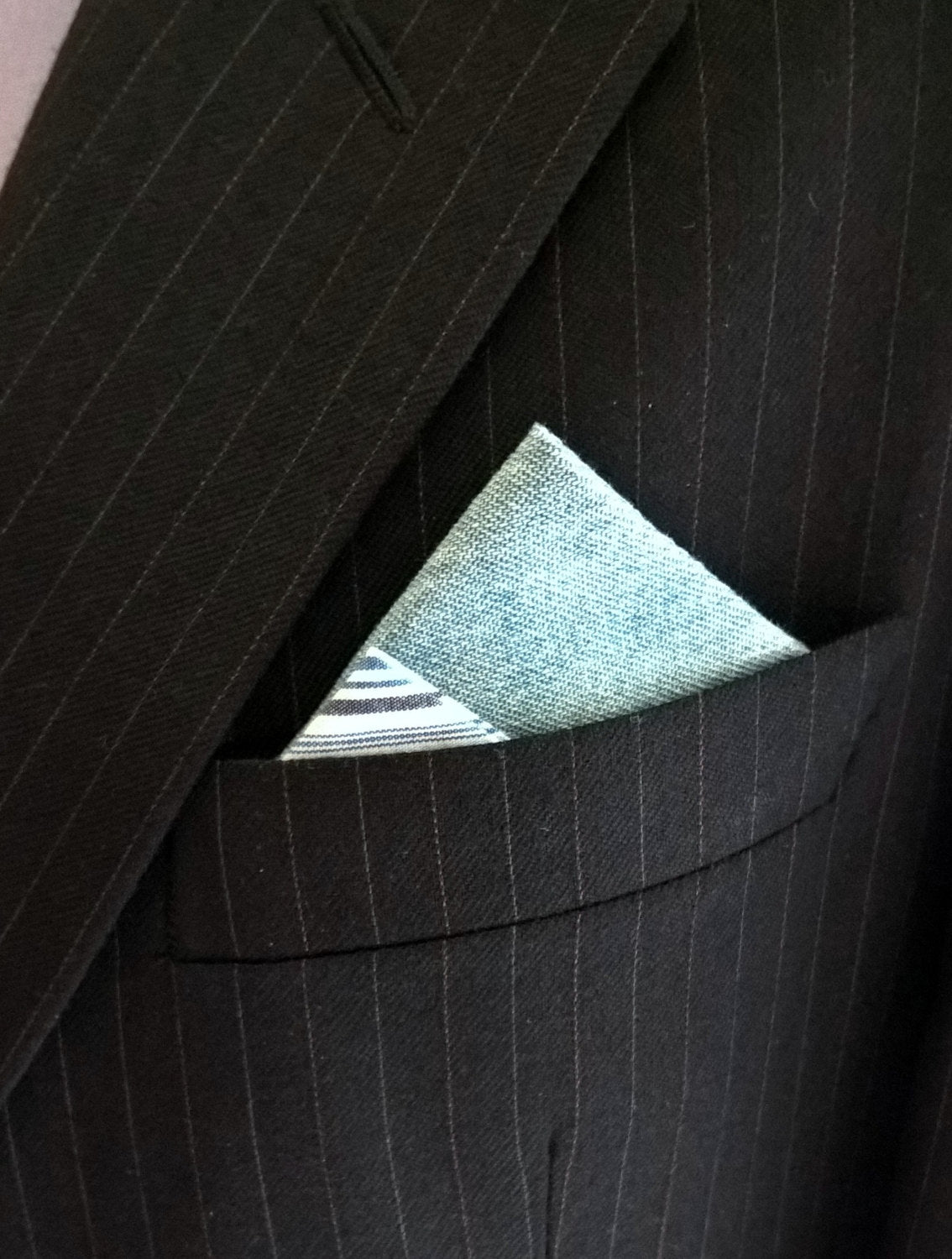 Denim Pre Folded Pocket Square, Mens Retro Suit Accessory