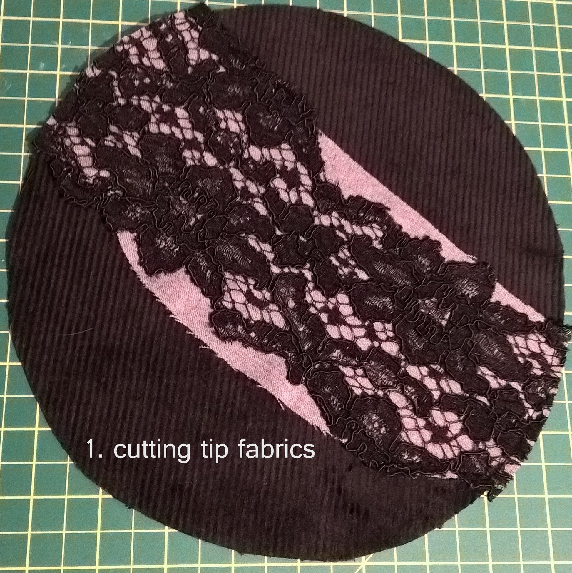 The creative process - cutting the fabrics for the tip of the smoking cap