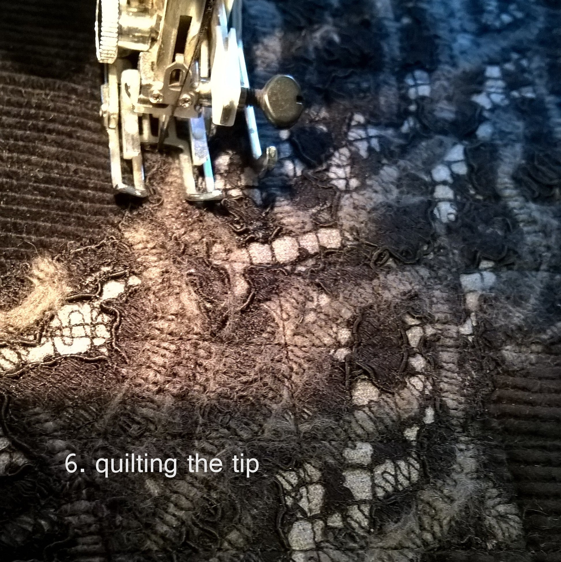 The creative process - next the finished fabric piece for the hat tip is quilted for warmth and stability