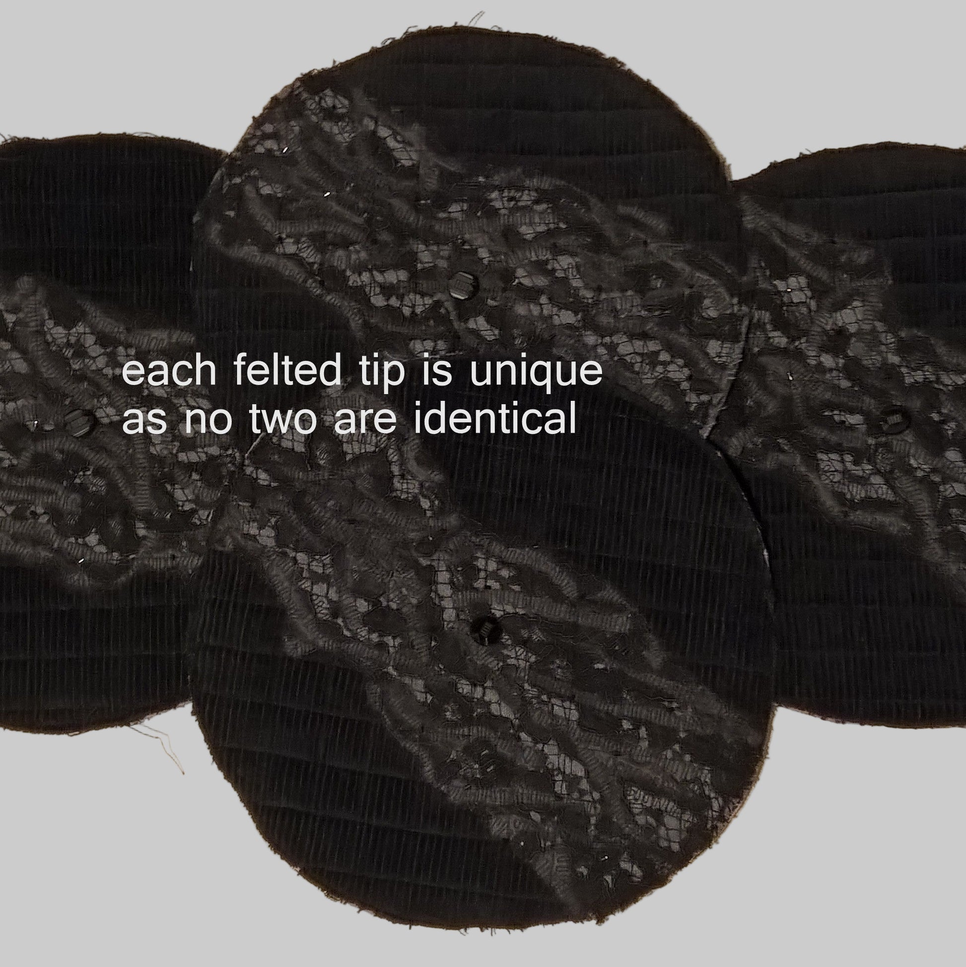 Four finished smoking cap tips ready to be made into hats. Each one is unique as no two are identical. 