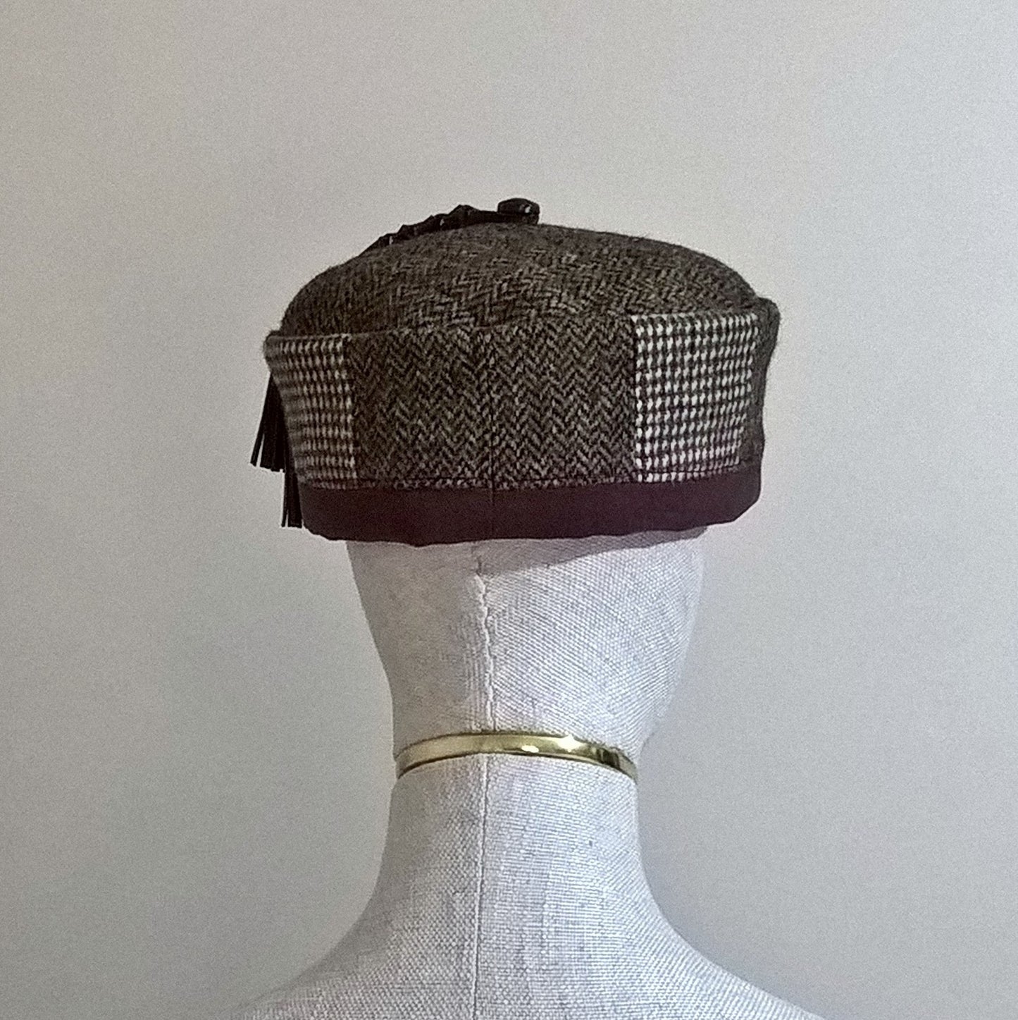 Back view of Harris Tweed smoking cap