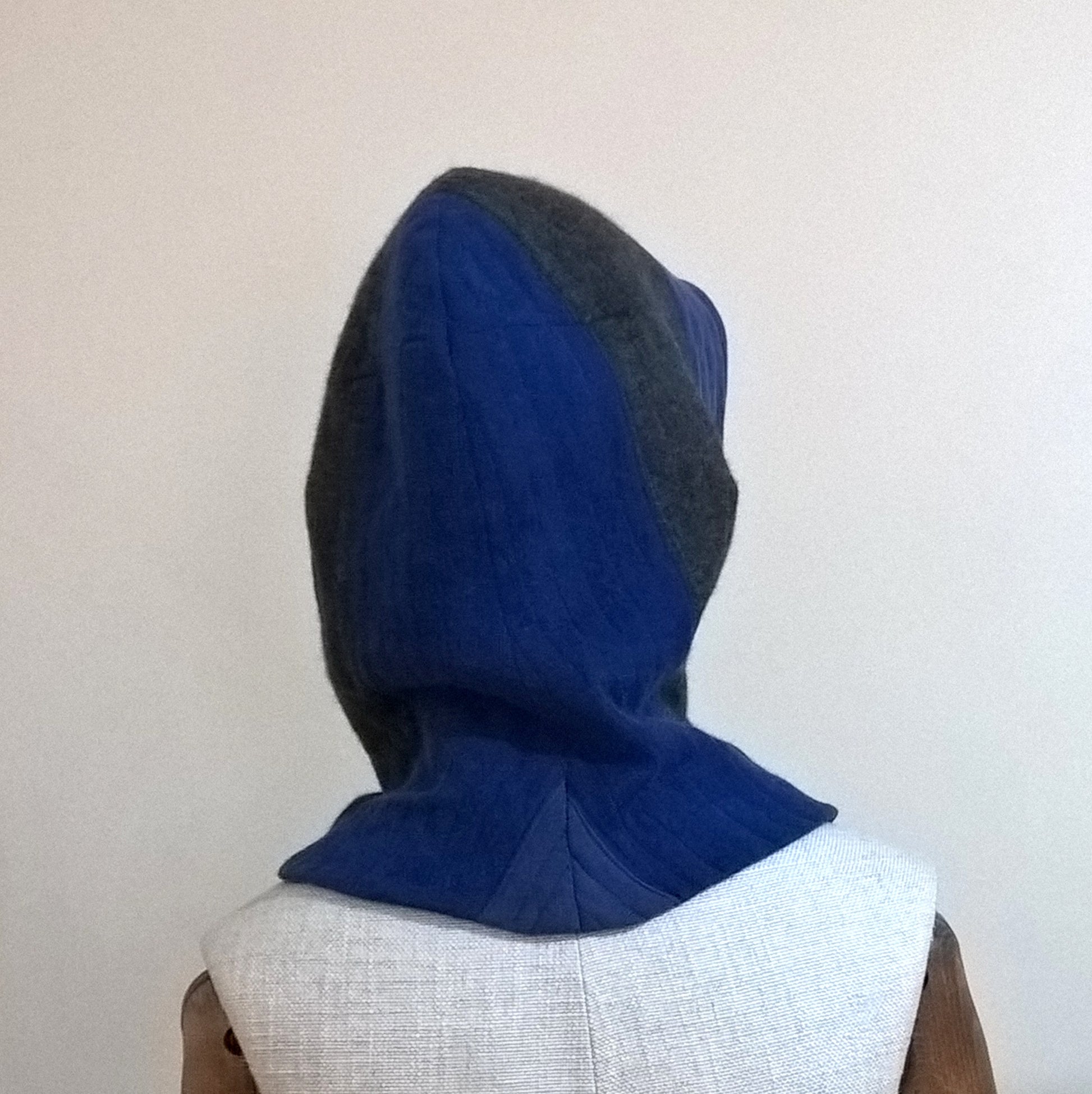 Quilted back of upcycled cashmere hood