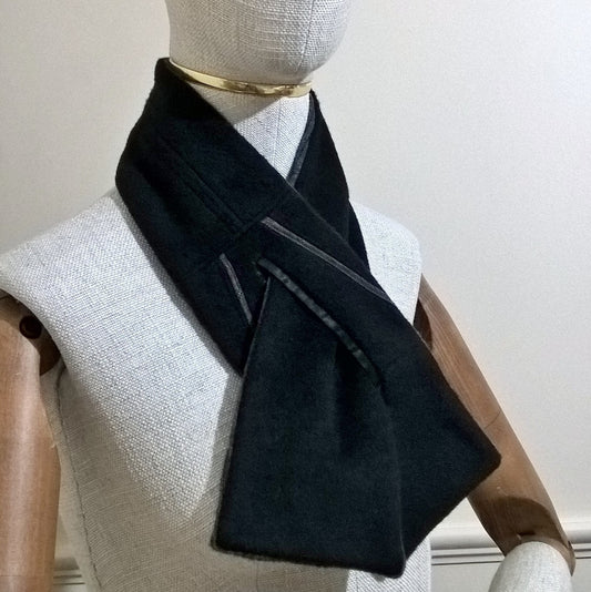 Black cashmere up-cycled cravat scarf
