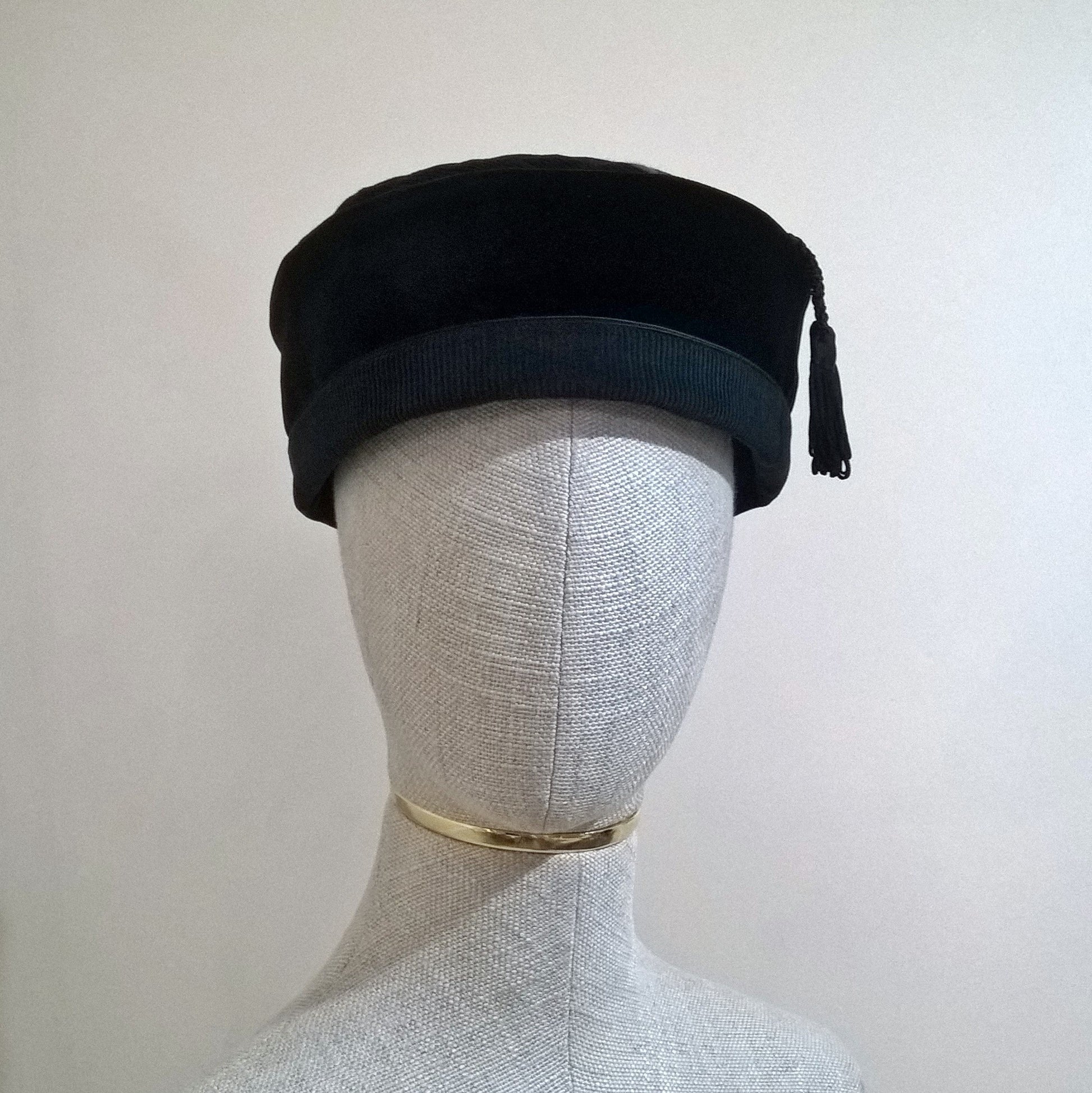 Black Gothic velvet smoking cap with tassel