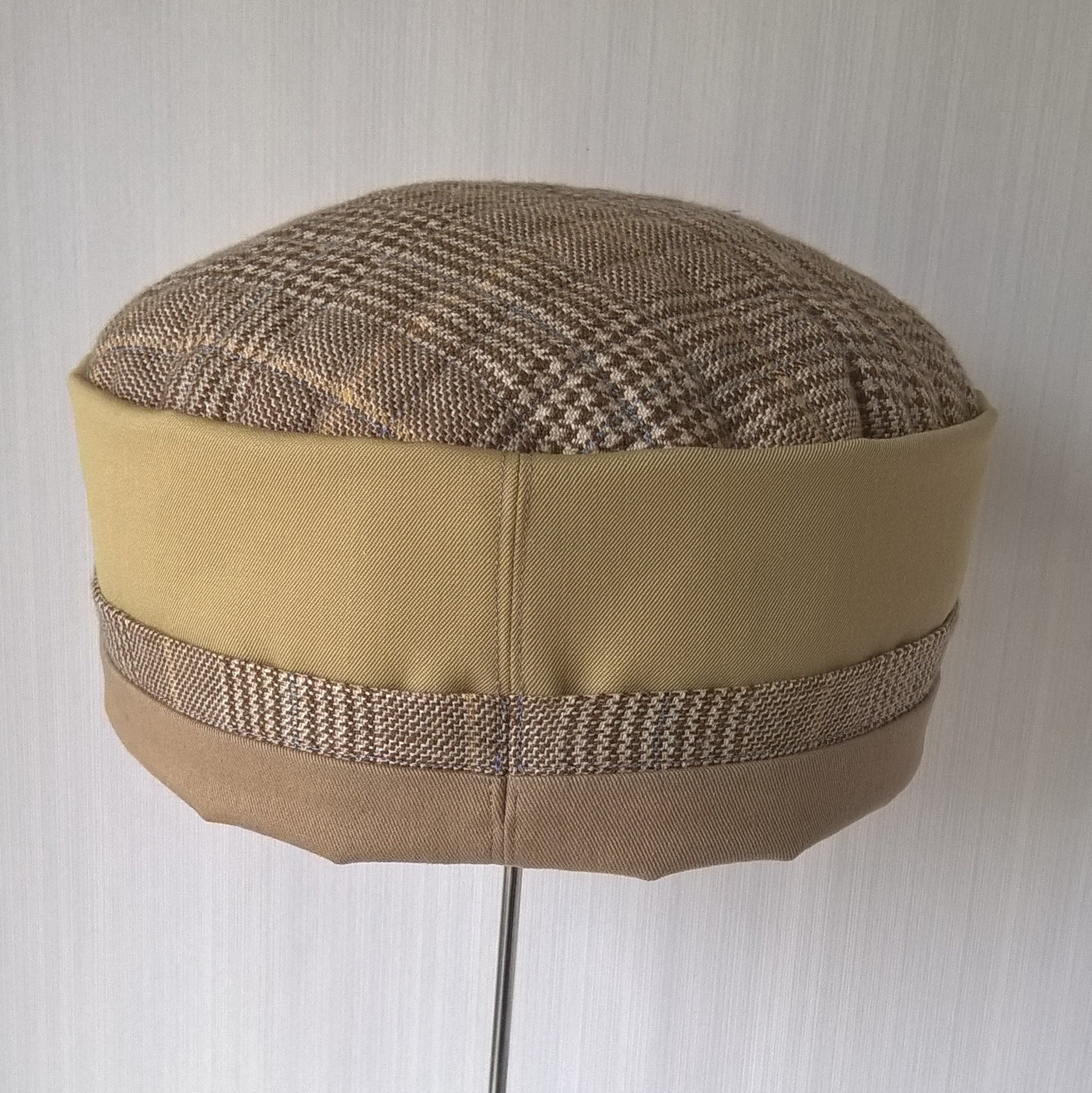Back view of tweed wool smoking cap