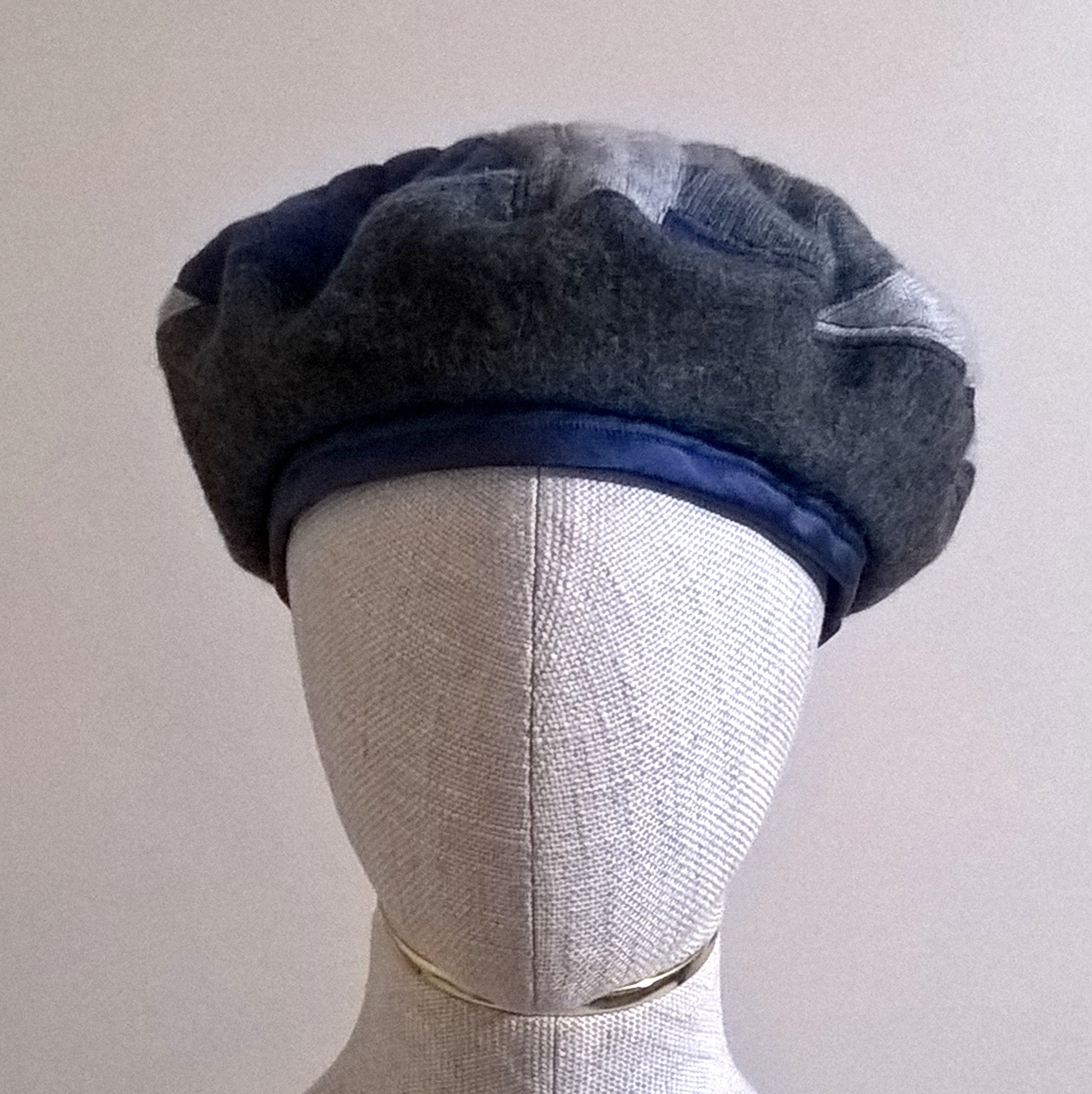 Handmade beret from up-cycled cashmere sweaters and pure wool felt in a patchwork design