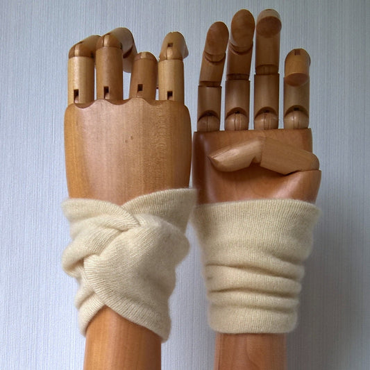 Cream cashmere handmade wrist warmers