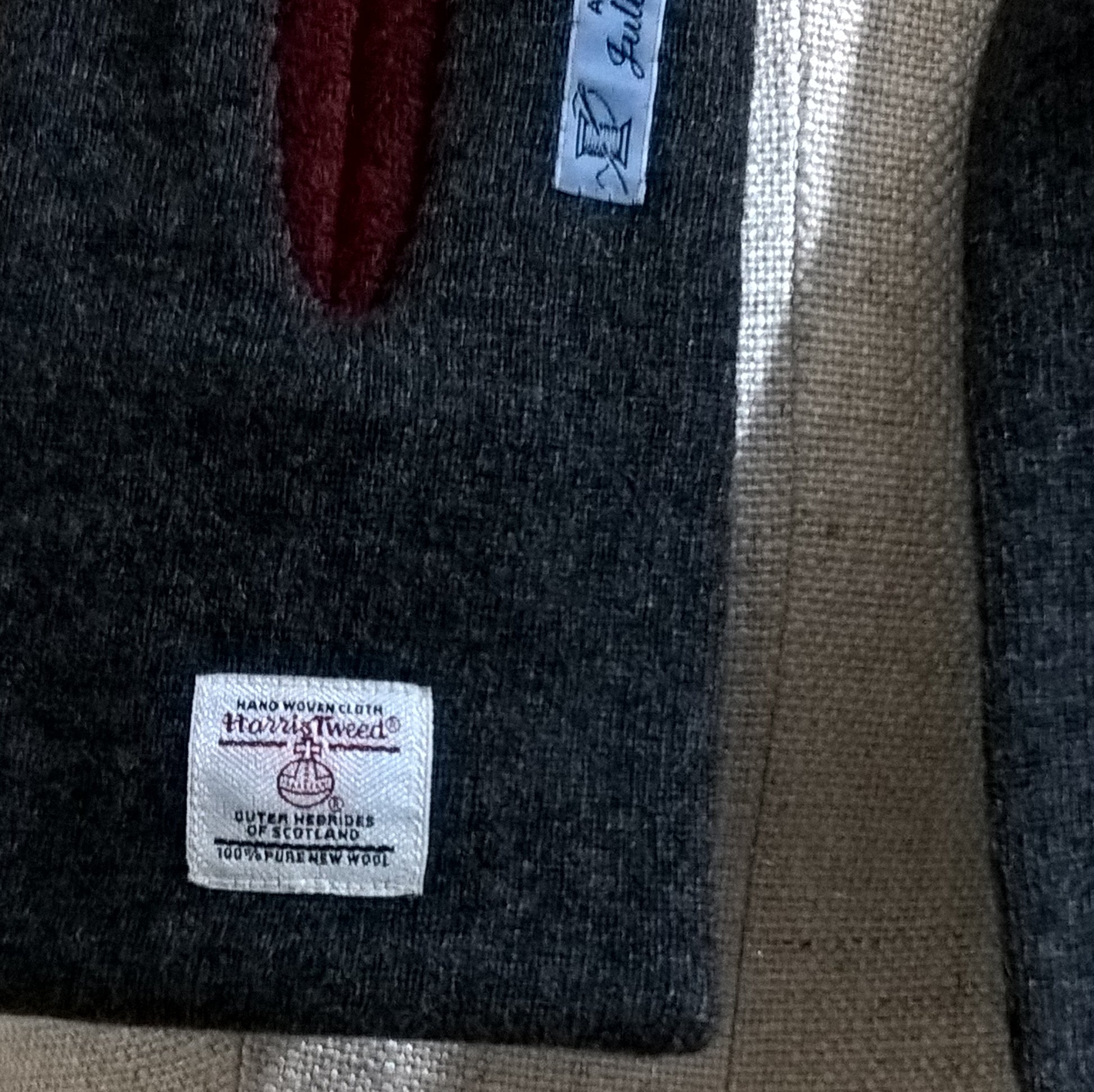 Harris Tweed label sewn on inside of keyhole scarf