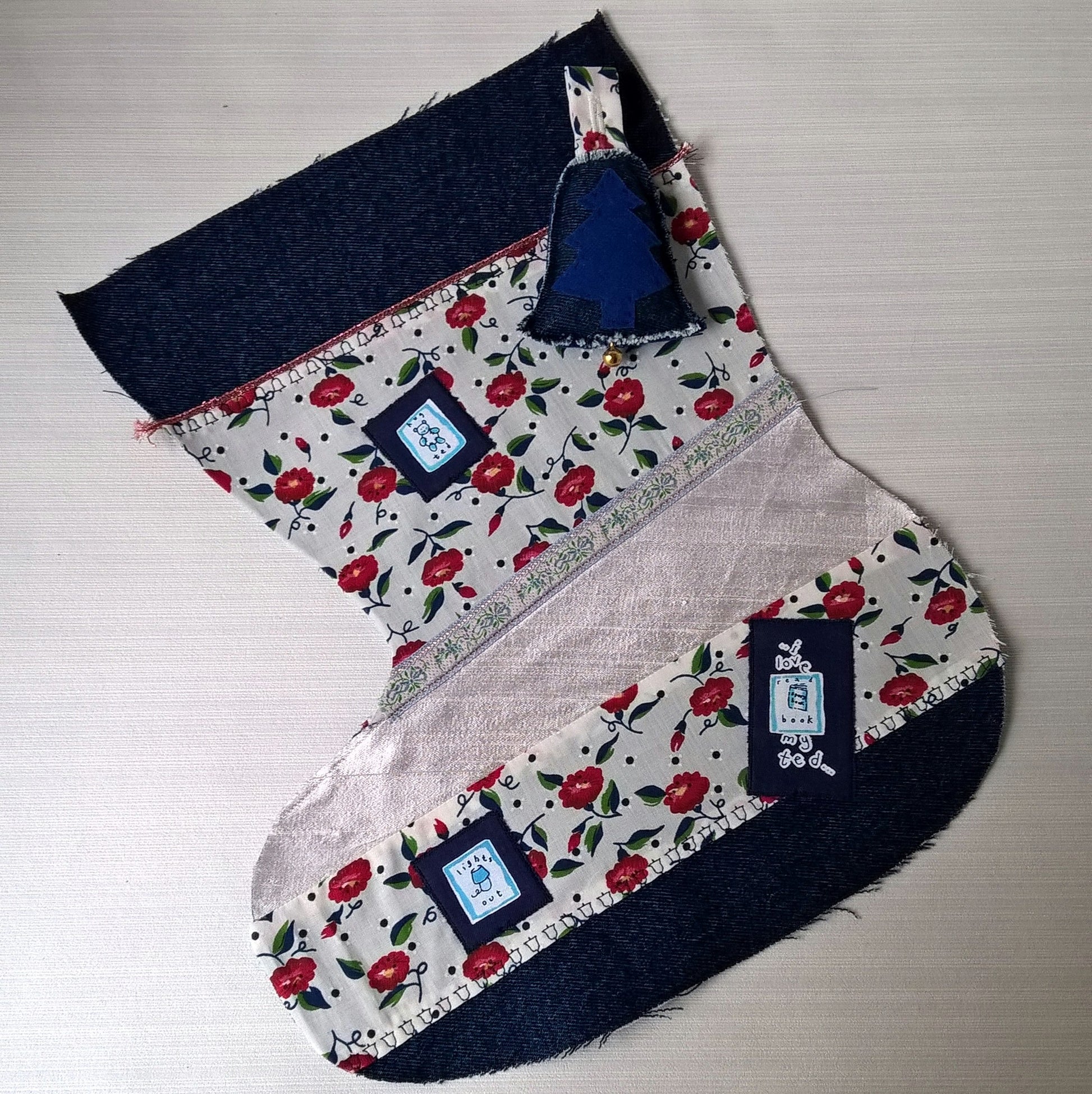 The centre panel on the stocking is pure silk, and provides the perfect base for personalized embroidered name