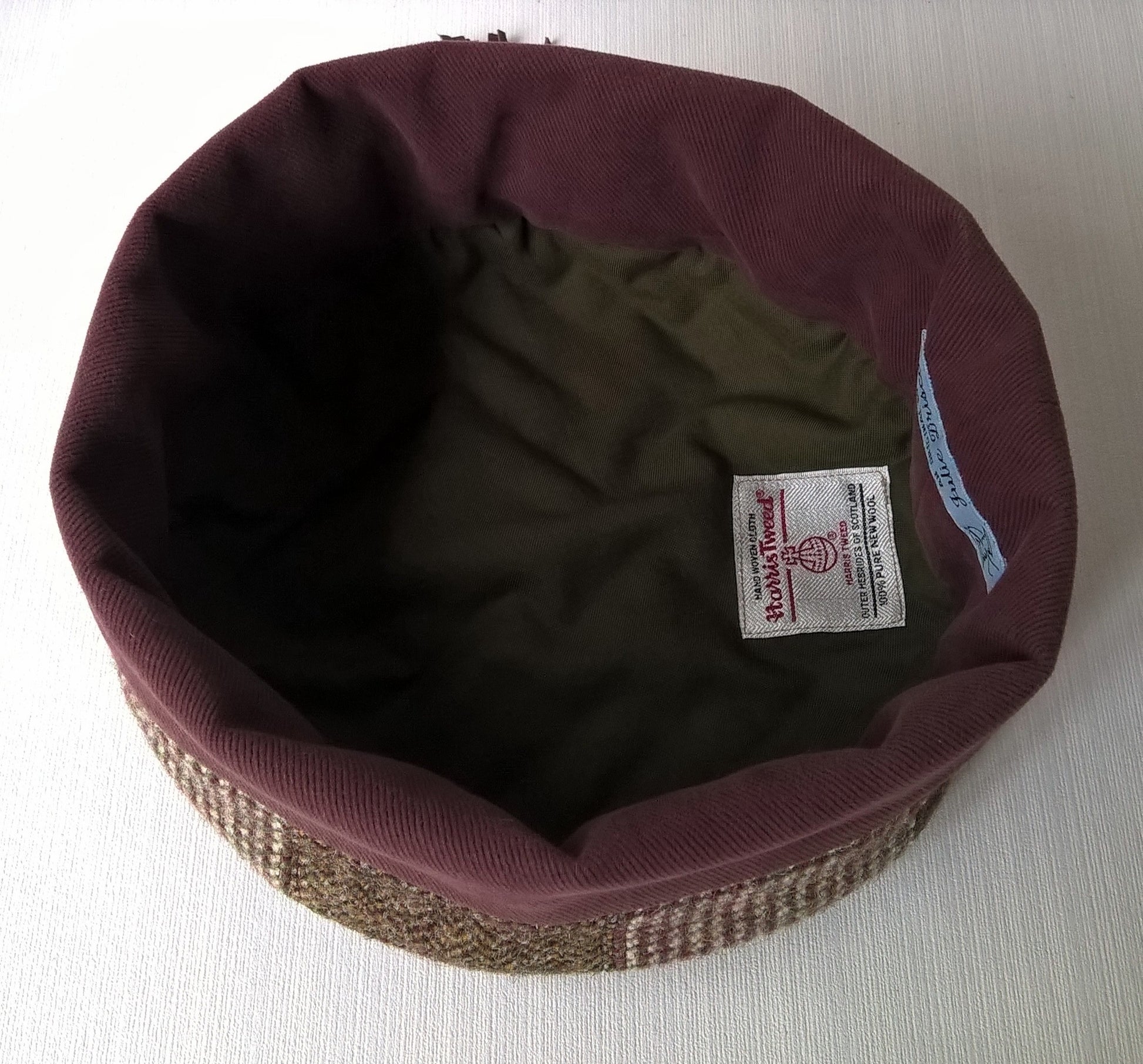 Harris Tweed hat with cotton lining for comfortable wear