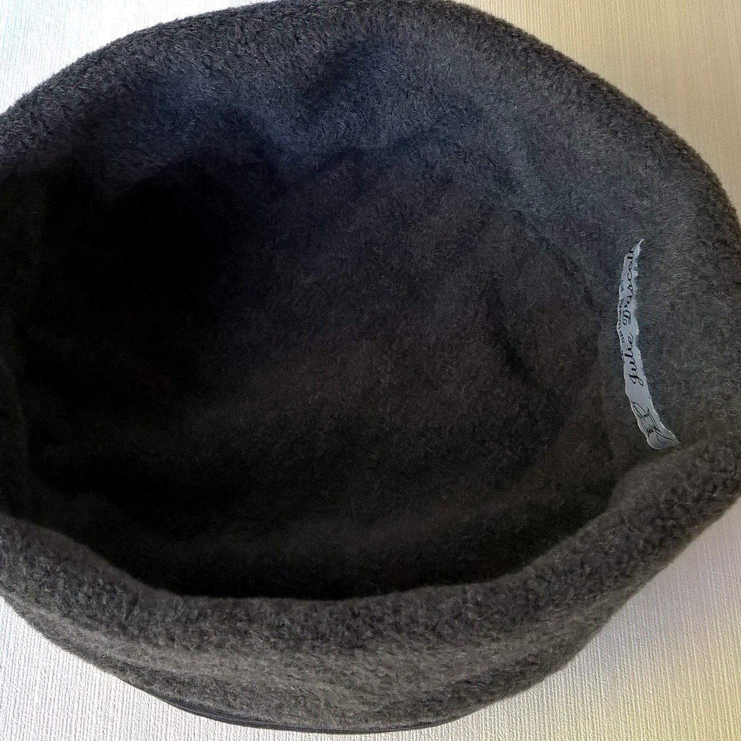 Grey fleece hat with fleece lining