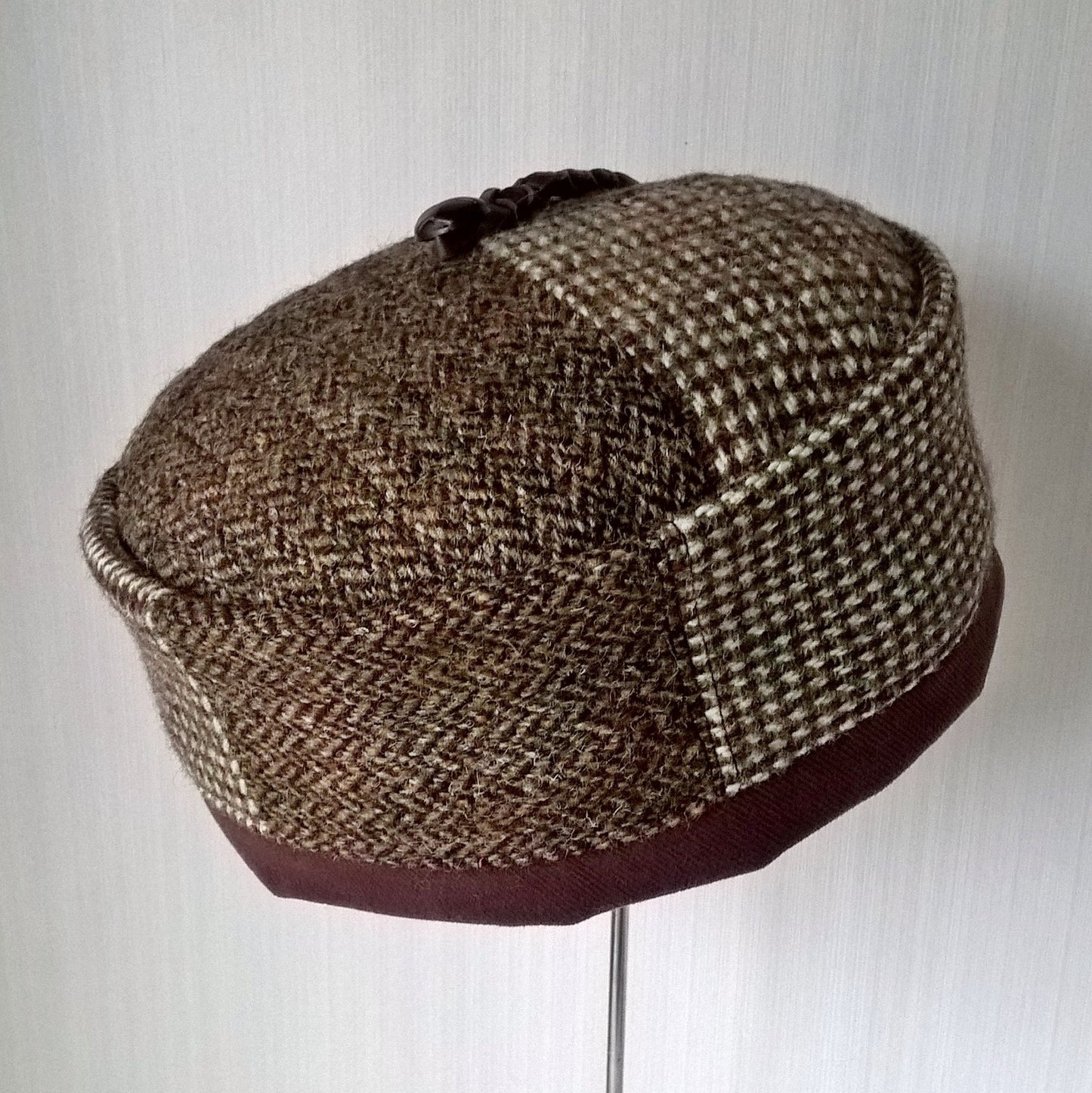 Pillbox shaped hat handmade from up-cycled vintage Harris Tweed jackets