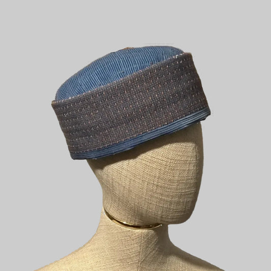Dusky blue smoking cap with beaded tip