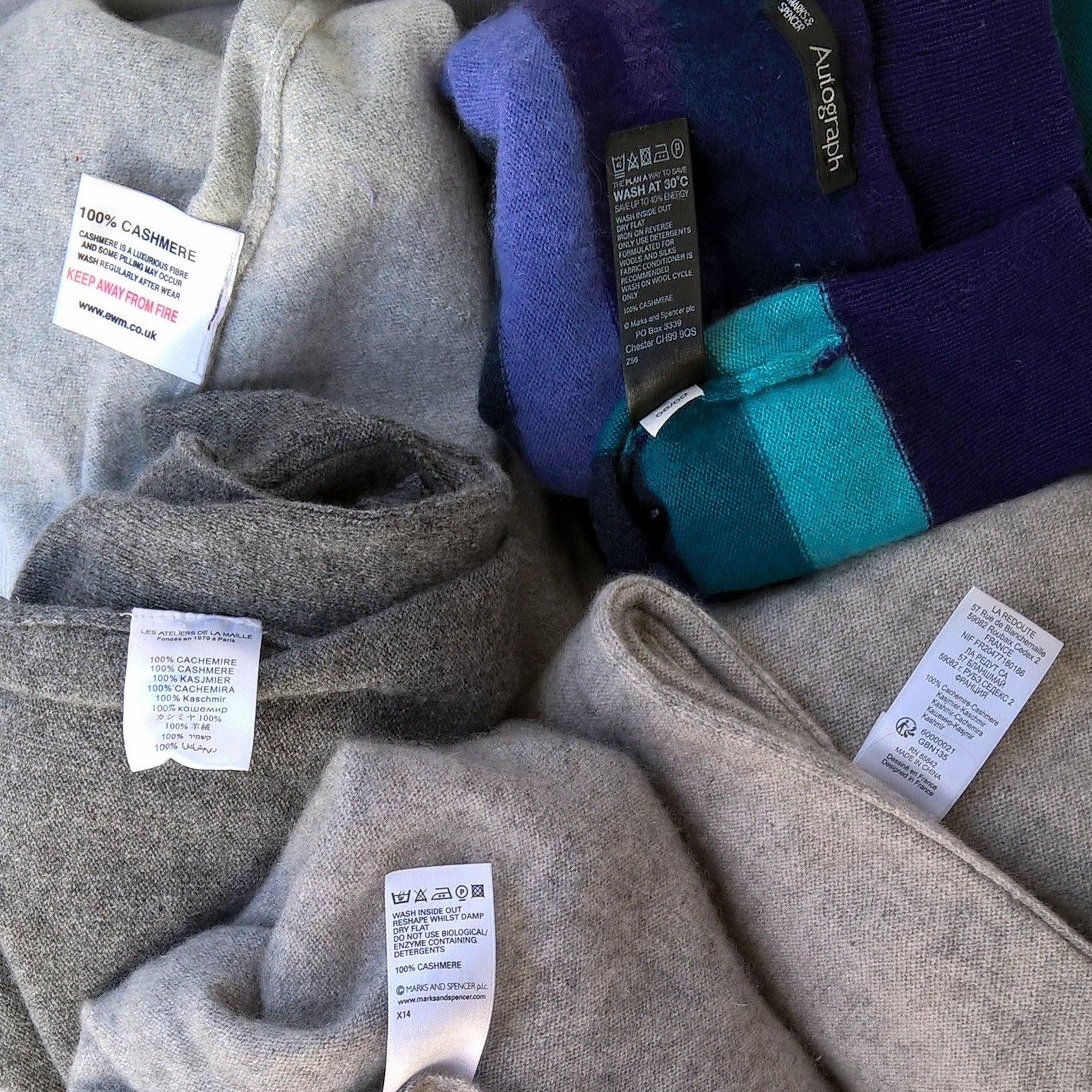 A range of pure cashmere knitwear for upcycling