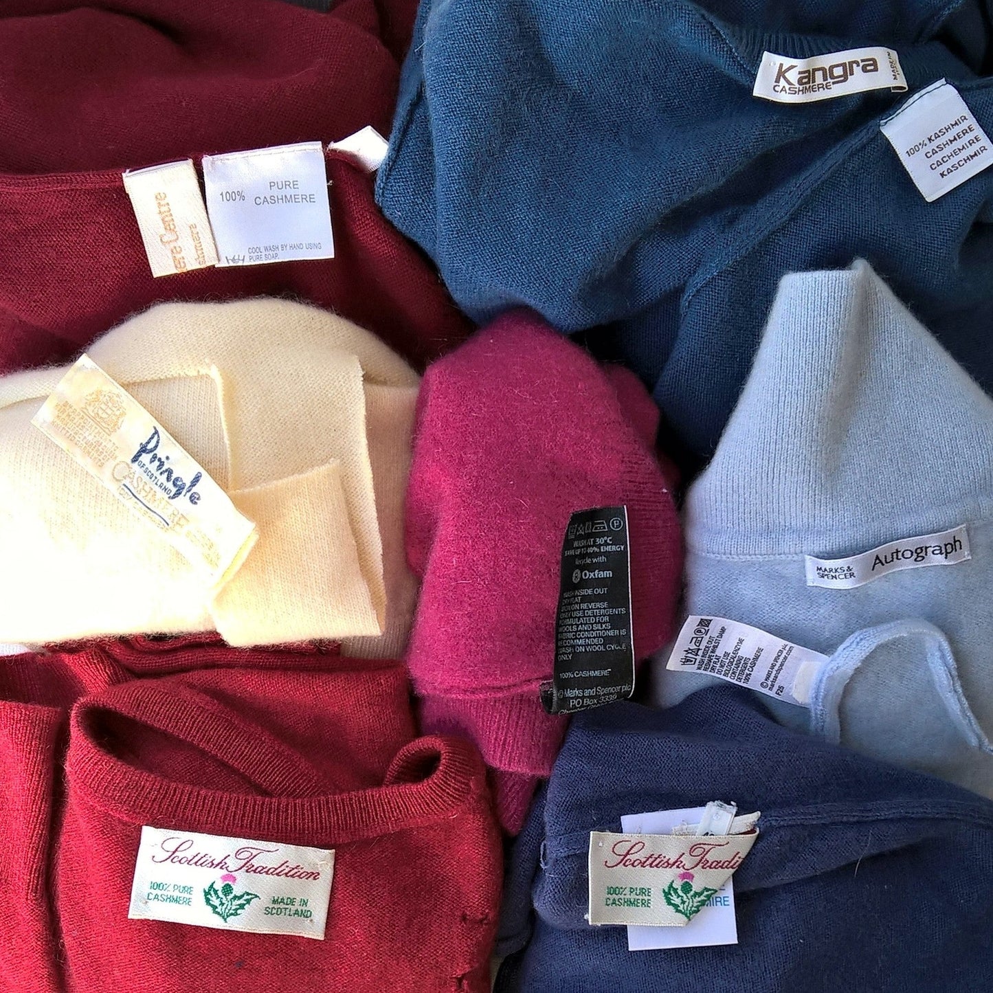 A range of pure cashmere knitwear for upcycling