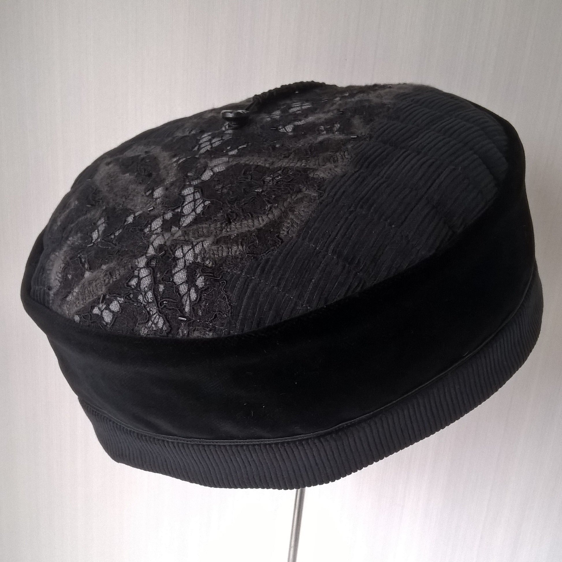 Nuno felted brimless hat handmade in velvet and corduroy