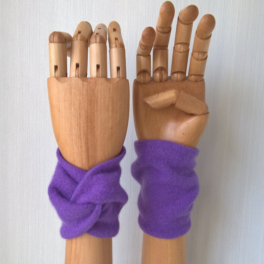 Violet cashmere wrist warmers