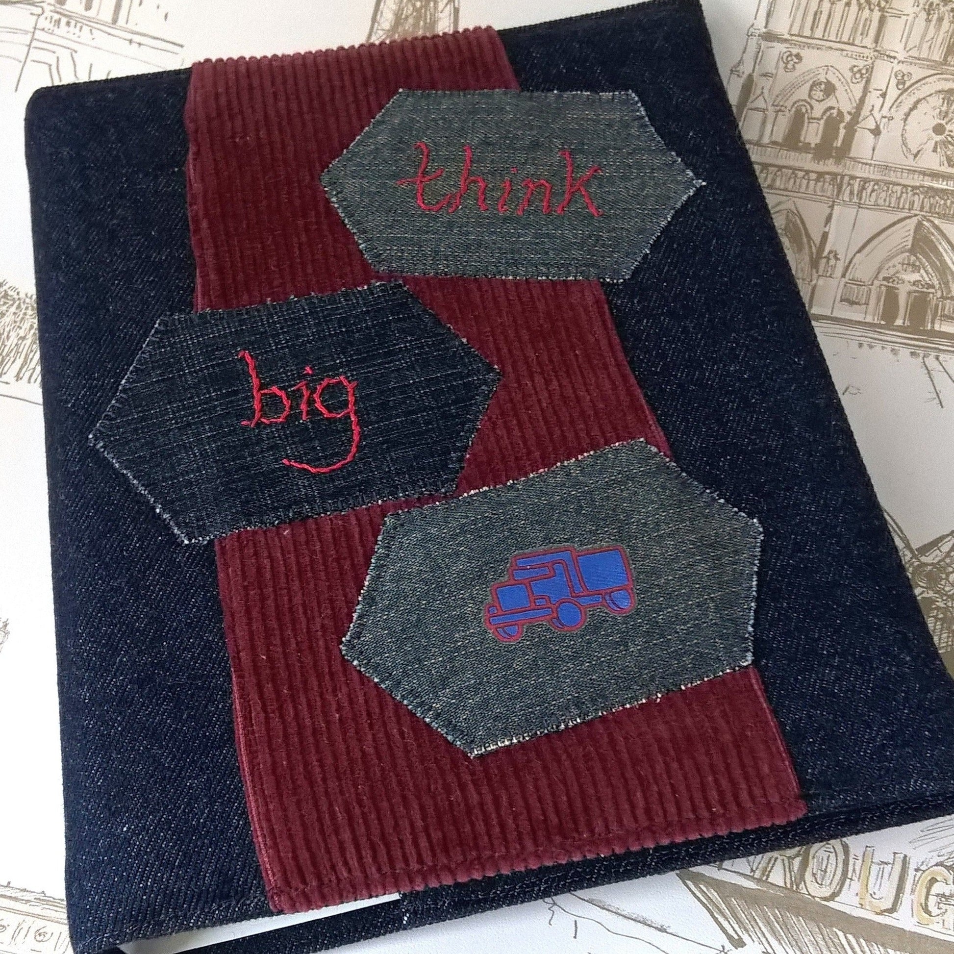 Denim patchwork A5 ring binder by FabNotes