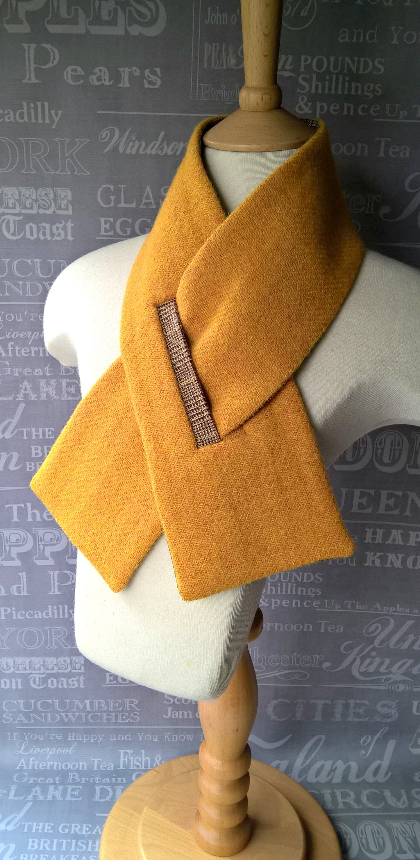 Yellow Harris Tweed wool & linen scarf