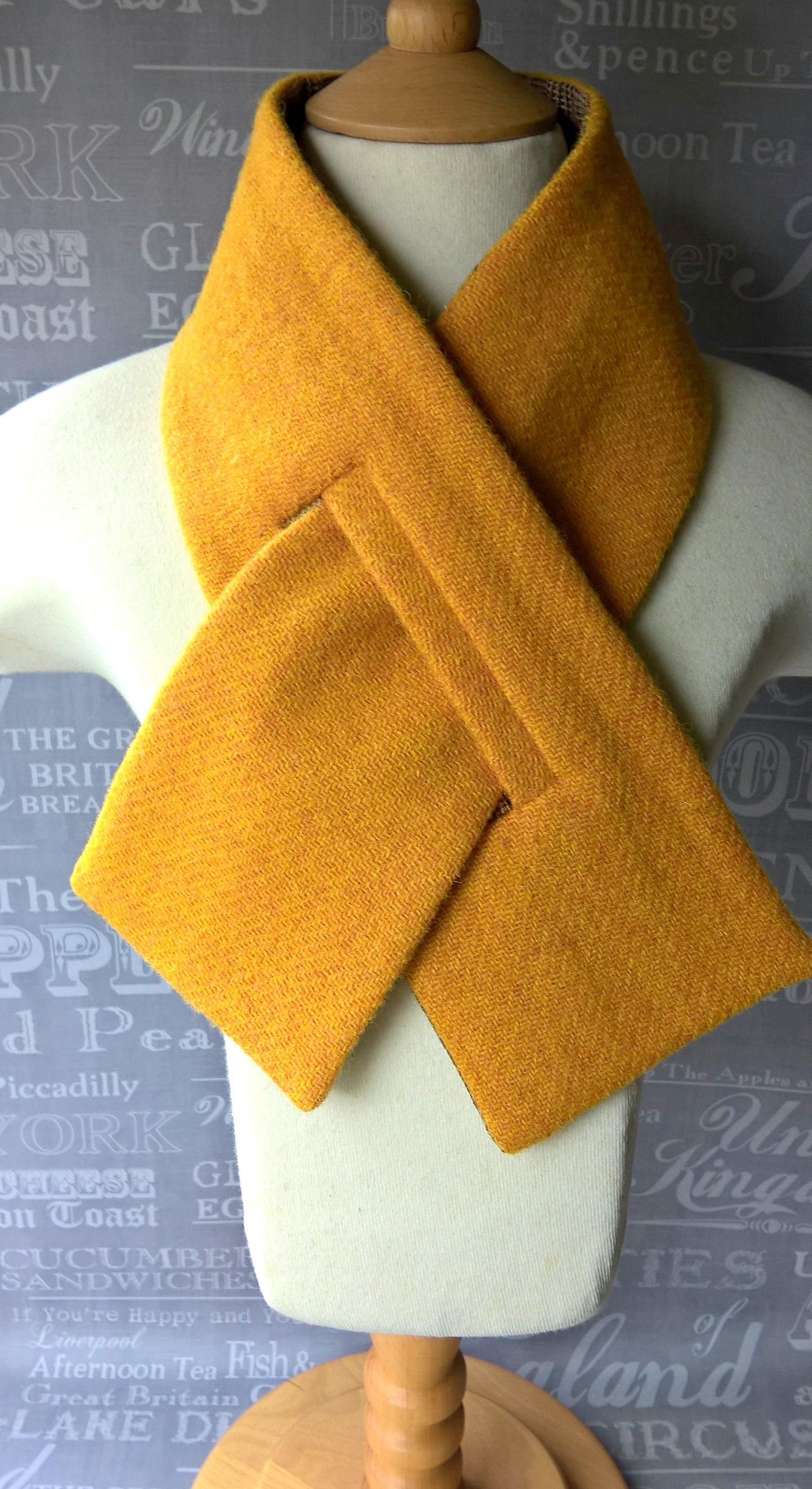 Yellow Harris Tweed wool & linen scarf
