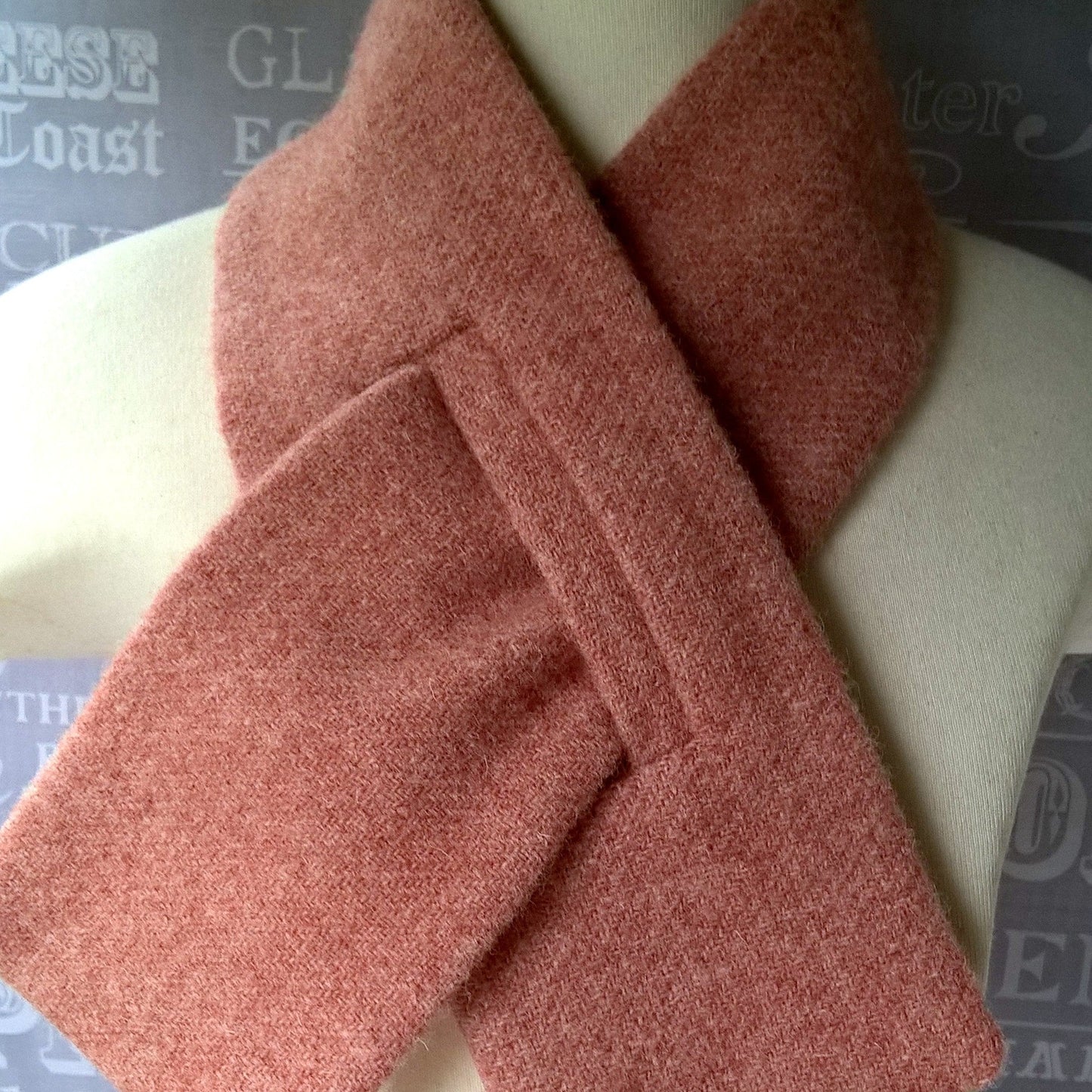 Pink Harris Tweed wool & denim scarf