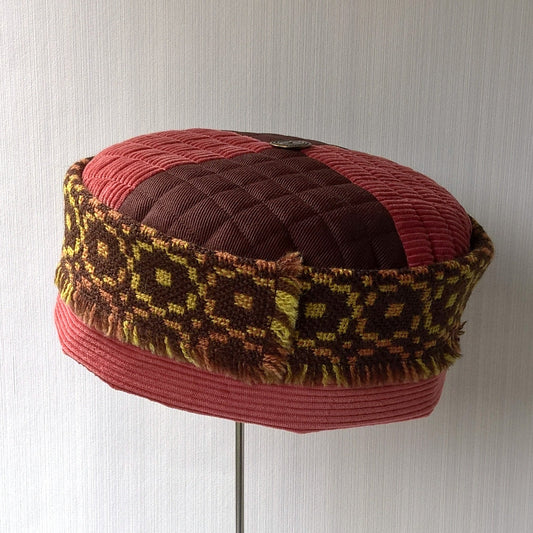 Brimless Hat with Welsh Wool Tapestry and Cashmere Cord