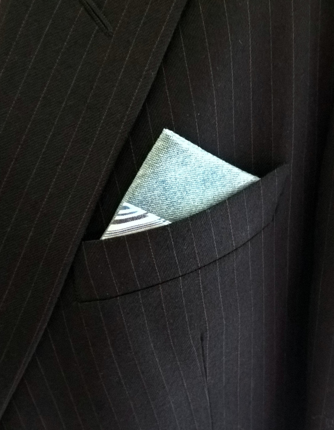 Denim Pre Folded Pocket Square, Mens Retro Suit Accessory