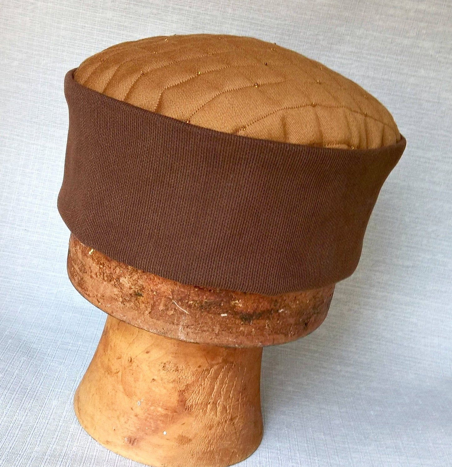 Handmade Brown Pillbox shaped Fez Hat. A Victorian Men’s Steampunk Smoking Cap