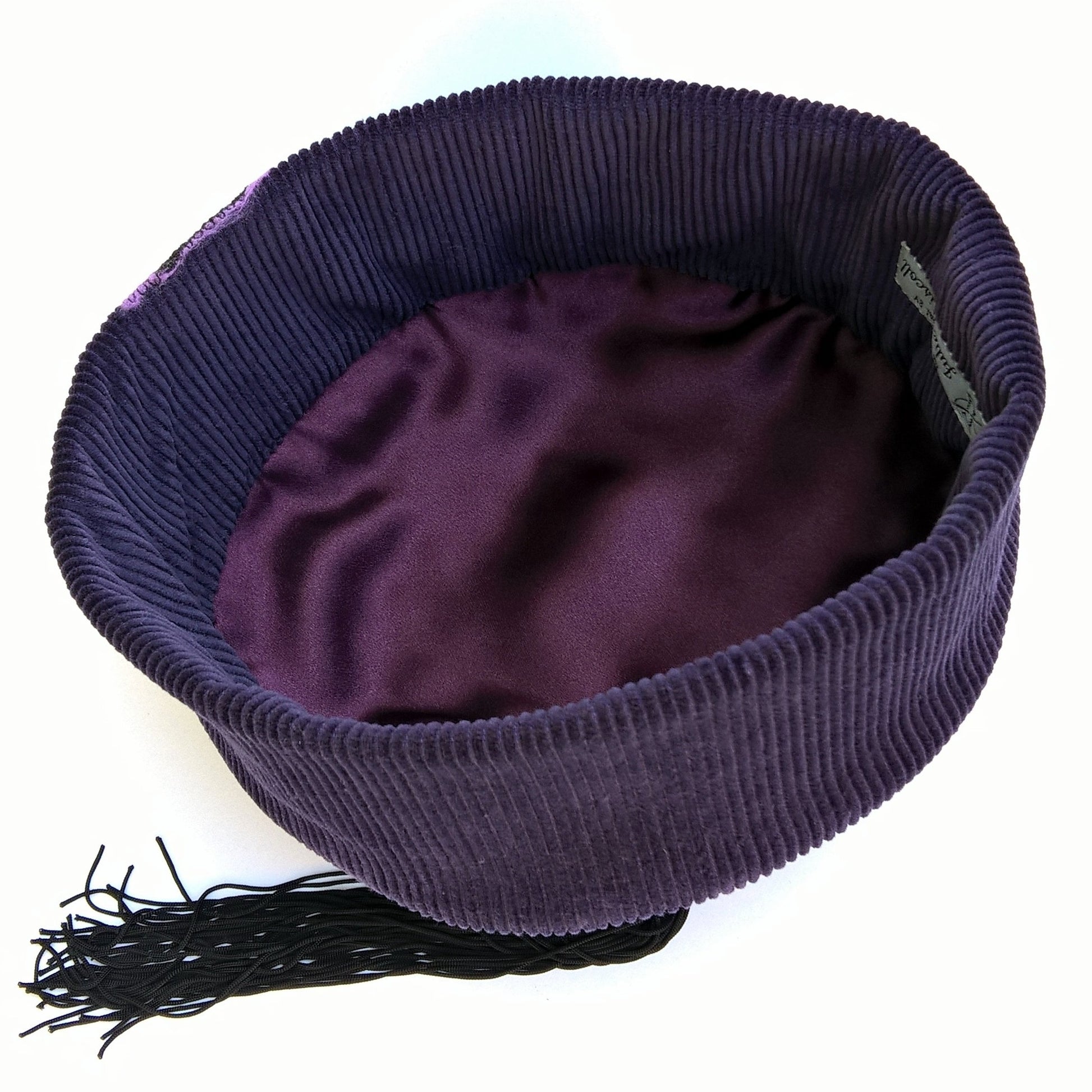 satin lined purple nuno felted smoking cap